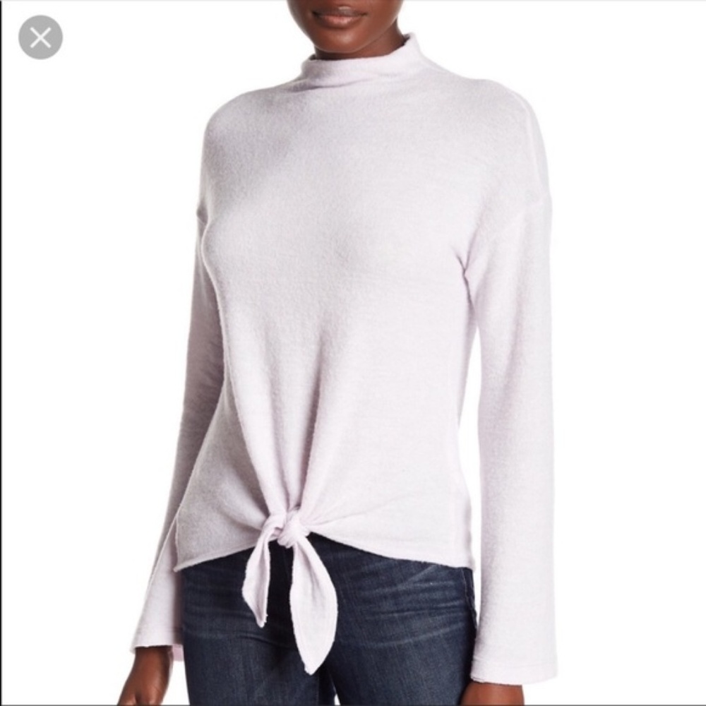 🌸Socialite Cozy Tie Front Mock Neck Sweater